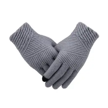 

Winter Touch Screen Gloves Women Men Warm Stretch Knitting Mittens Imitation Wool Full Finger Guantes Female Crochet Thicken