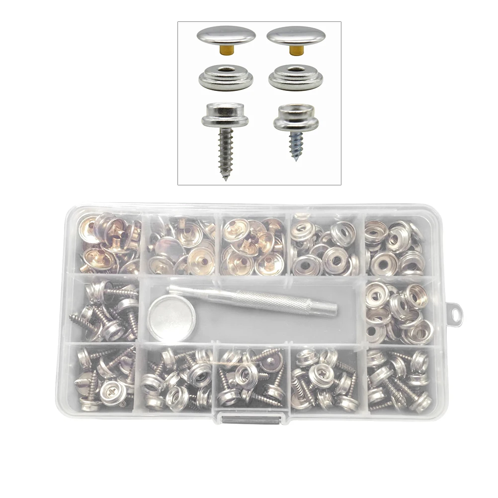 

150pcs Canvas Snap Kit Tool Metal Screws Snaps Marine Grade Boat Canvas Snaps for Boat Cover Furniture