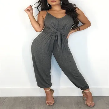 

Women Bandage Strappy Sleeveless Bow Knot Loose Casual Square Collar Jumpsuits Romper Playsuits Club Trousers Party Long Pants