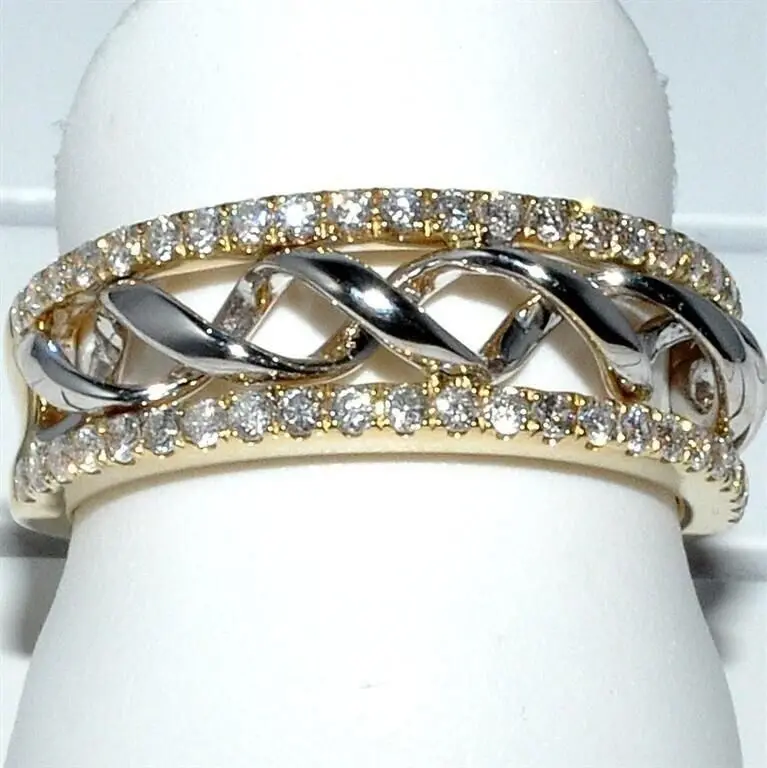 

Fashion Spiral Cut Shining Zircon Gold-Color Ring Jewelry Spiral Surround Cross Rings for Women for Men Wholesale