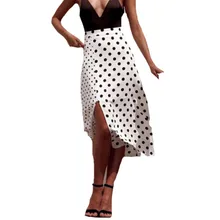 Женские юбки в горошек, модные ретро женские высокие юбки со шнуровкой, летние юбки с асимметричным подолом, свободные платья, одежда для женщин, верхняя одежда