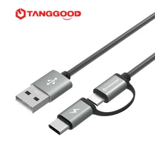 TANGGOOD 2 в 1 Micro USB кабель с адаптером типа C Быстрая зарядка для Macbook Xiaomi huawei Nexus 85 см темно-зеленый