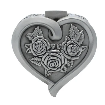 

Antique Metal Rose Engraving Heart Shape Wedding Ring Jewelry Box Trinket Jewelry Storage Keepsake Box(Rose Heart2)