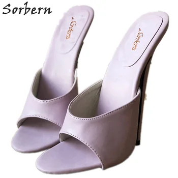 

Sorbern Light Purple Women Slides High Heel Summer Style Shoes Ladies Slip On Shoes Slides Females Mules Shoes Ladies Slippers