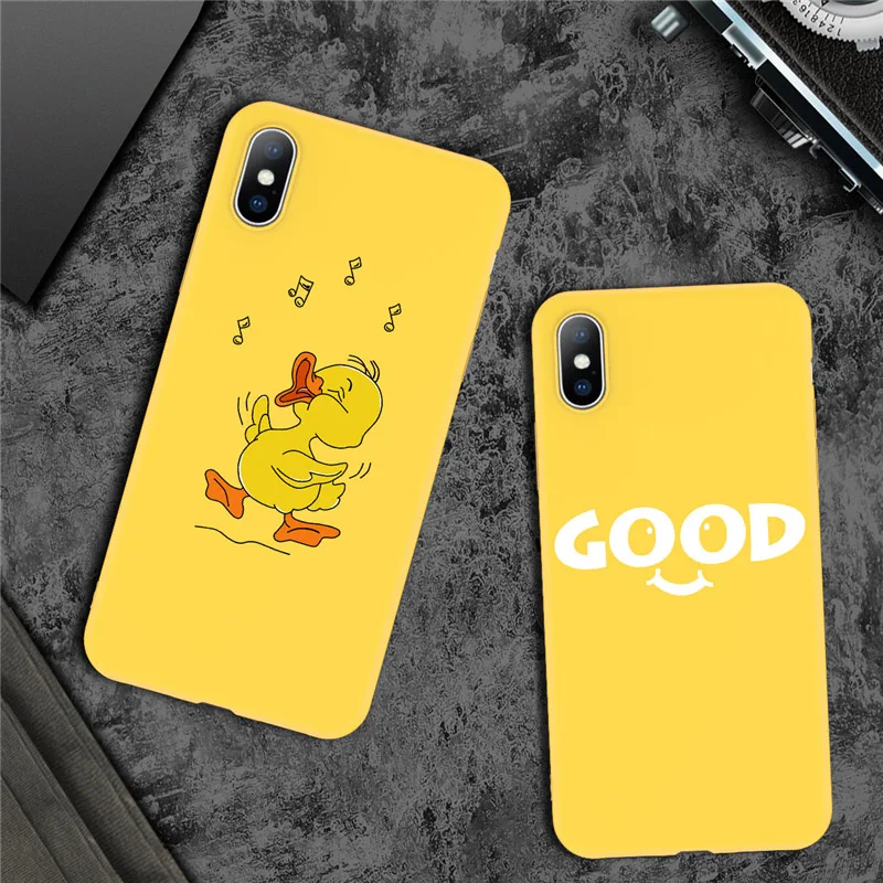 

Ottwn Luxury Case For iPhone 6 6s 7 8 Plus 5 5s SE Soft TPU Cartoon Little Yellow Duck Rabbit For iPhone X XR XS Max Phone Case