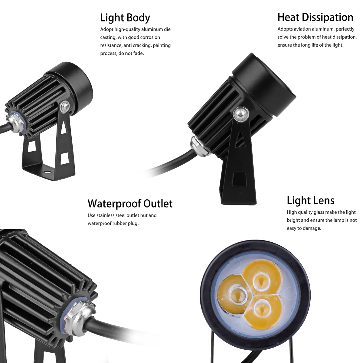 3 Вт алюминиевый наружный водонепроницаемый мини светодиодный светильник для газона, лампы для ландшафтного сада, настенный светильник для двора, пруда, прожектор, точечный светильник