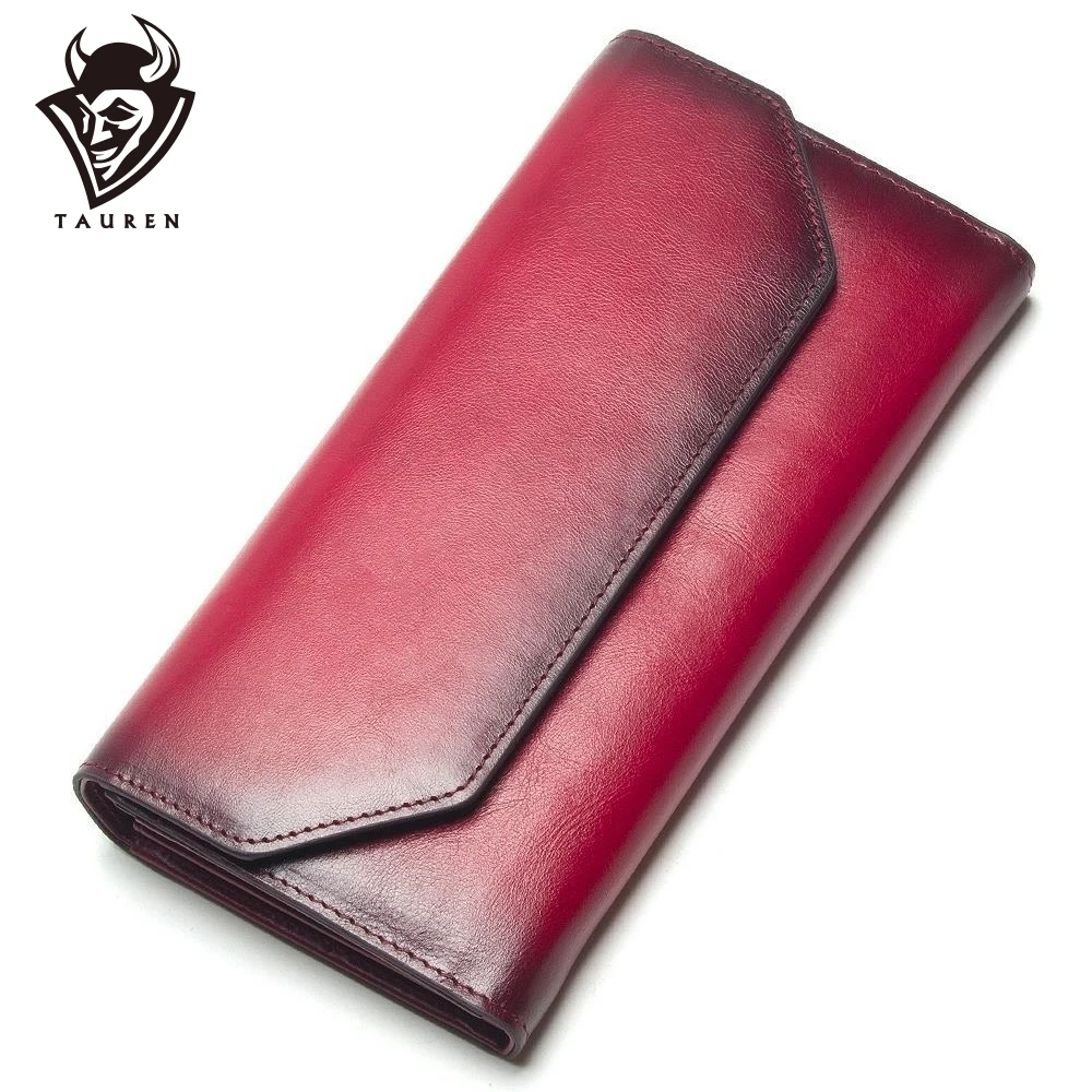 2019 New Fashion Wallet Women Genuine Leather Wallet Vintage Brand Women Purse Long Purse Coin ...