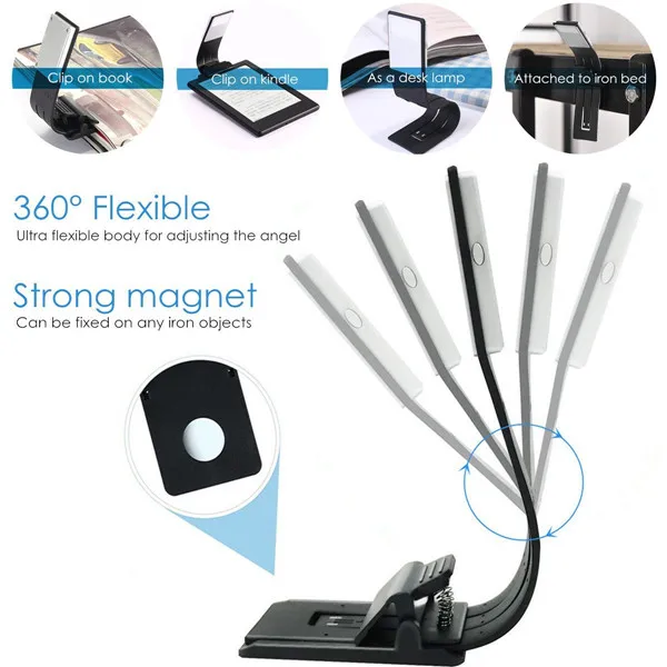 CLAITE USB перезаряжаемая Светодиодная лампа для чтения многофункциональная Гибкая