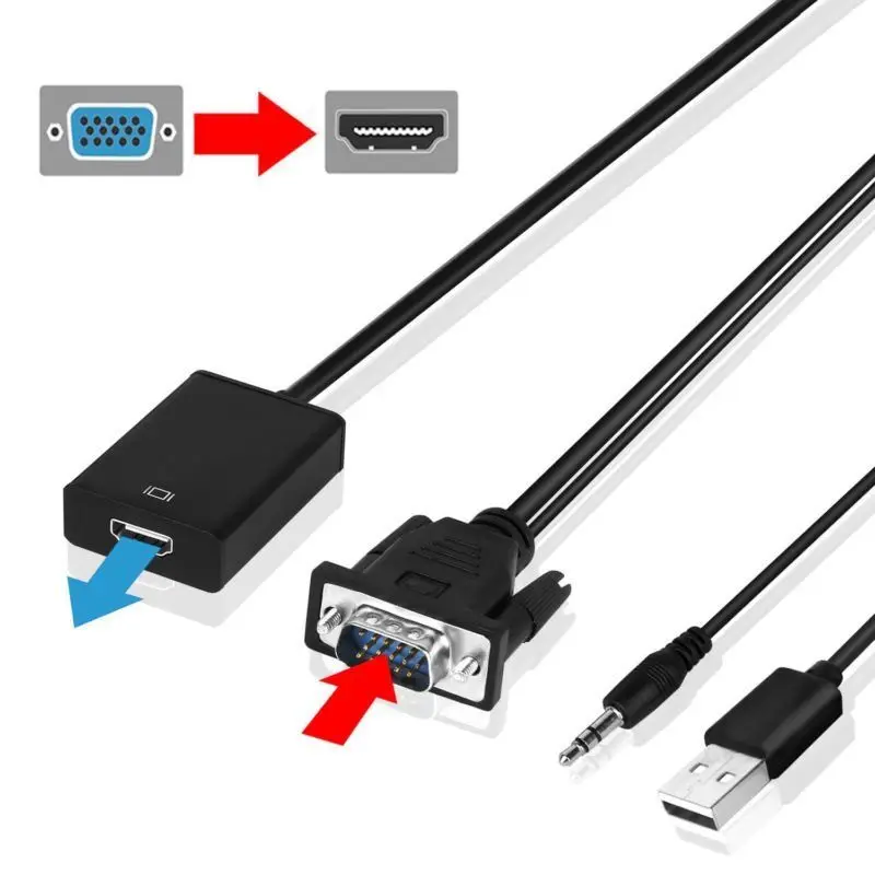 1080P Micro HDMI к VGA Аудио конвертер кабель адаптер папа женскому с USB поддержки питания