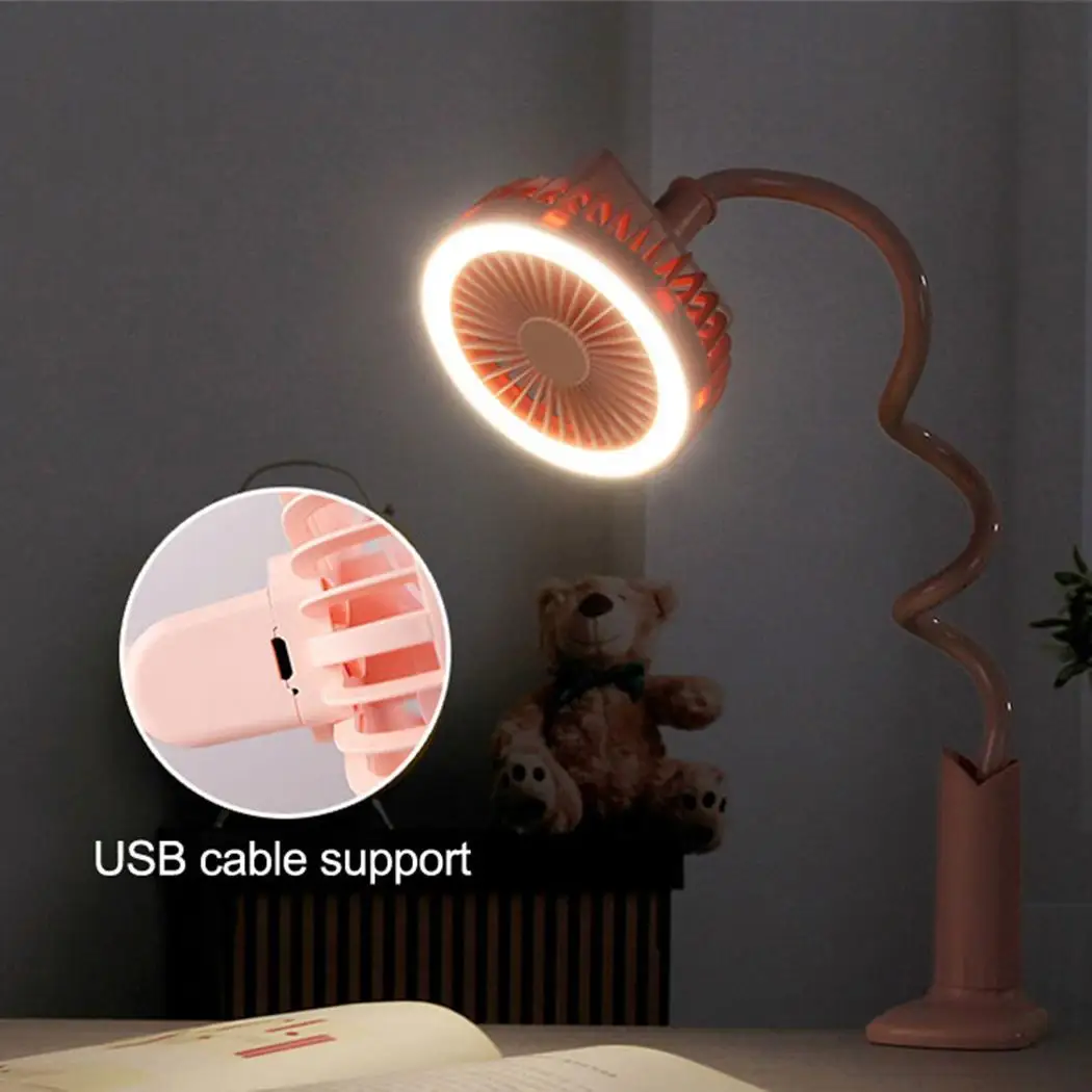 

Portable Clip USB Fan flexible with LED light 2 Speed Adjustable Cooler Mini Fan Handy Desk Desktop USB Cooling Fan Office Home