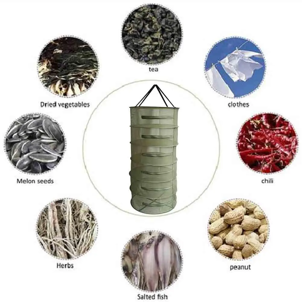 

Military Green Drying Net Basket Zipper Closed Fly - Proof Basket Net Ventilated Breathable Foldable Dry Net 6 - Layer