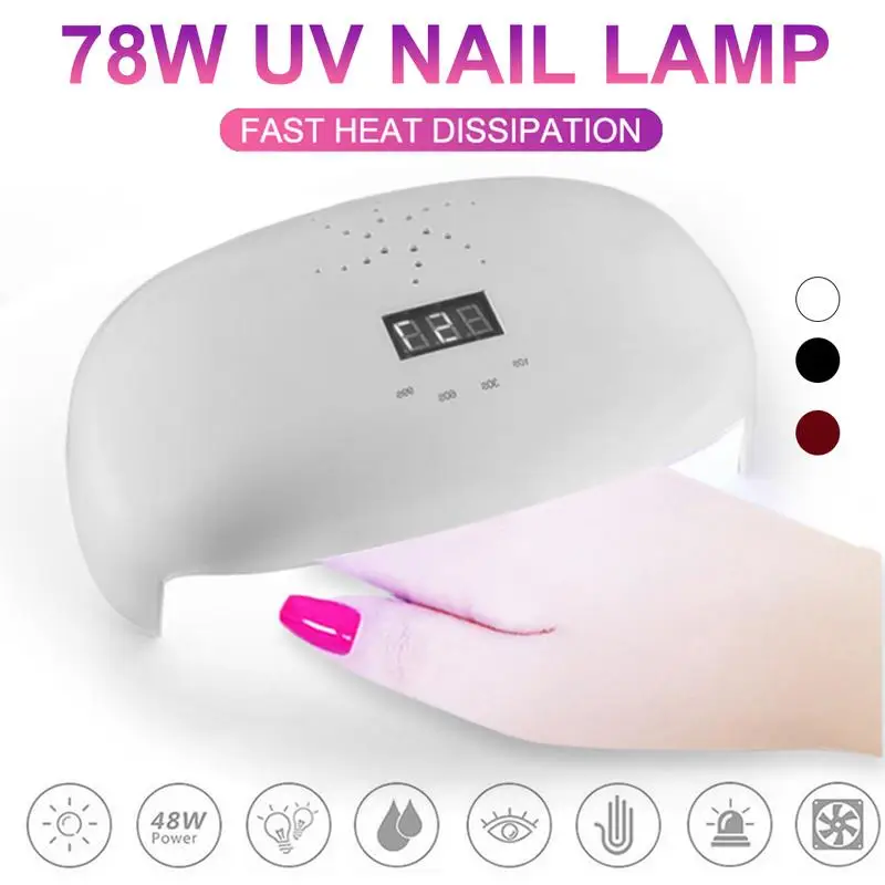

NEW UV LED Nail Lamp 78W Professional Nail Dryer For All Gels Fits Both Hands Or Feet With 4 Timer 56 Beads Gel Curing Lamp