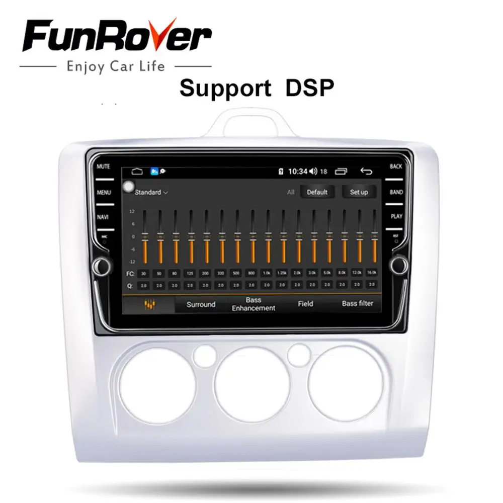 Clearance Funrover 8 cores Android 9.0 2 din Car Dvd multimedia gps navi For  Focus 2 radio navigation DSP stereo Split screen SIMslot 1