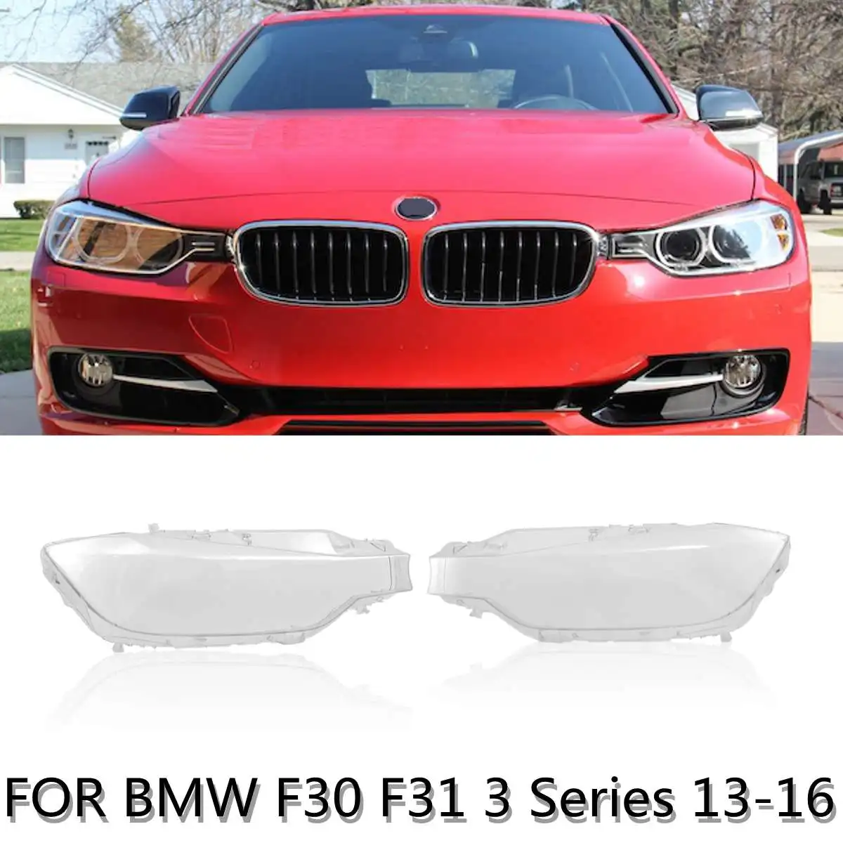

Pair Front Left&Right Transparent Plastic Headlight Headlamp Lens Light Cover for BMW F30 F31 3 series 13-16 high quality
