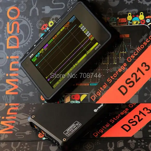 

Metal Cover DSO213 100MS/s Sampling Rate 4 Channels DS213 Mini DSO Pocket Size Digital Oscilloscope Update from DS203 DS212