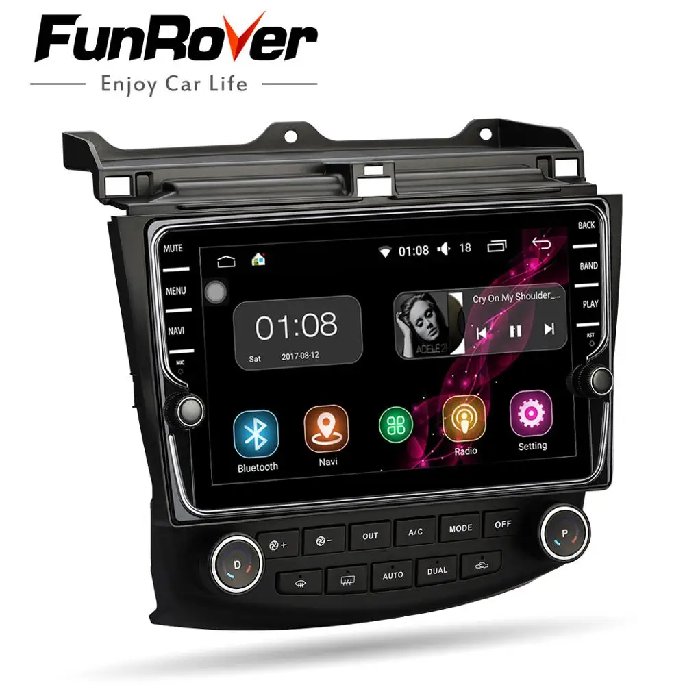 Flash Deal FUNROVER 9" Android 8.0 Car DVD Multimedia Player GPS For Honda Accord 7 2003-2007 2004 2005 2006 radio navigation stereo 2G RAM 2