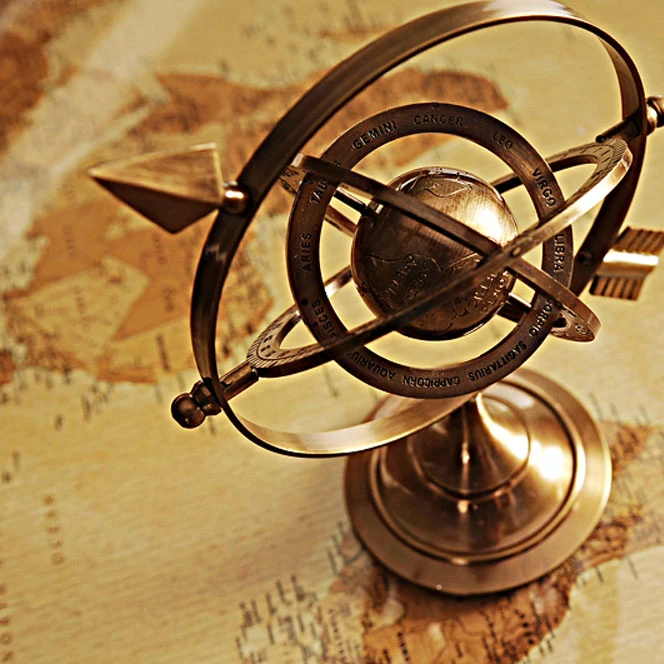 Solid Brass Armillary Dial Sphere 8" World Globe Desk Top Table Nautical Decor 