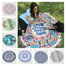 26 цветов, 150 см, гигантское пляжное одеяло с кисточками, коврик для пикника, кемпинга, круглый коврик для пляжного полотенца, тканевый коврик с принтом, богемная шаль, матрас, коврик
