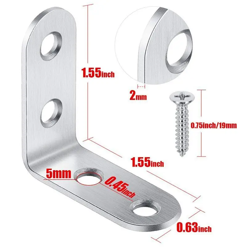 16 шт. Equerre de Coin-40 мм x 40 мм 90 градусов под прямым углом крепления вилки из нержавеющей стали l-образные скобы с 64 шт. Scr