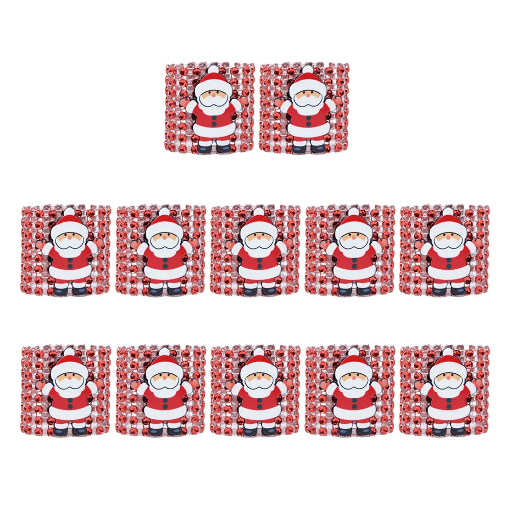 

12pcs Christmas Napkin Rings Santa Serviette Buckles Holders for Dining Table Holiday Decorations (Red)