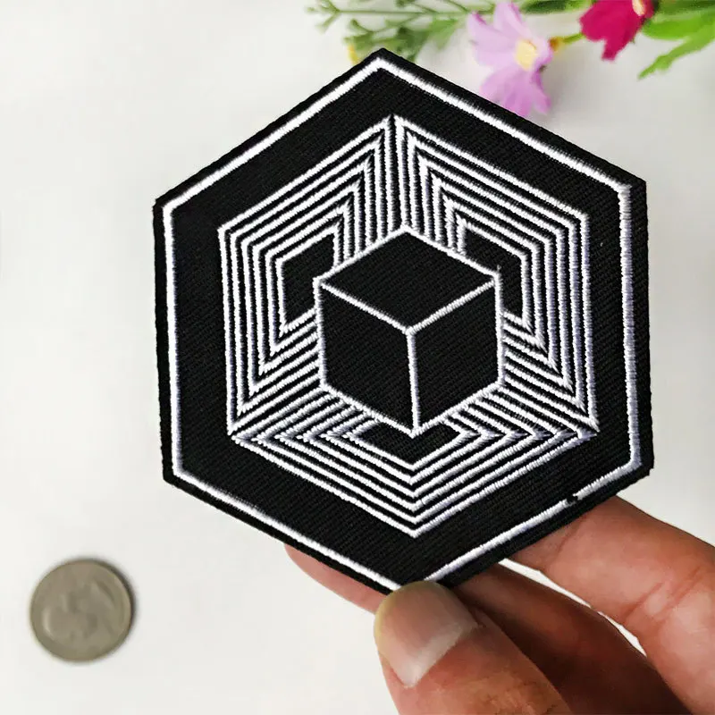 

Fine Geometry Hexagon Patches for Clothes Iron on Embroidered Sew Applique Cute Patch Fabric Badge Garment DIY Apparel Accessory