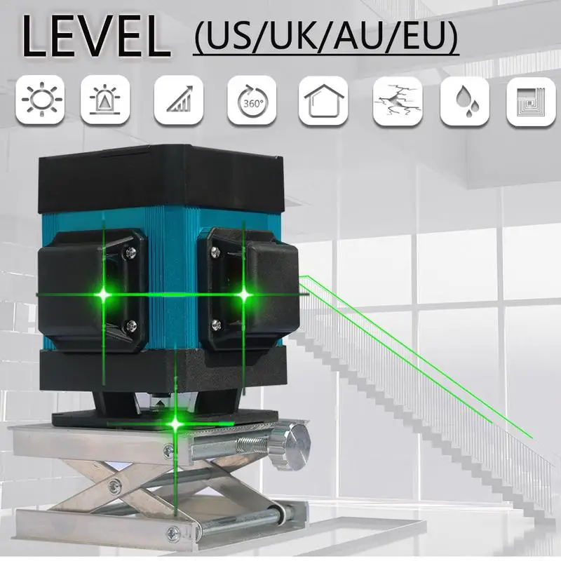 Зеленый свет 12 линия лазерный уровень Высокая точность плоских бликов напольная плитка выравнивающий инструмент наземная линия интеллектуальный пульт дистанционного управления