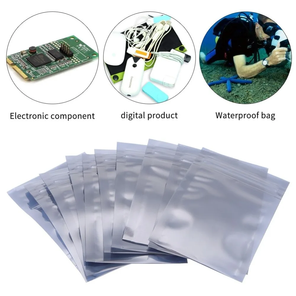 50 шт. антистатический Алюминий сумка для хранения Ziplock мешки Resealable Анти