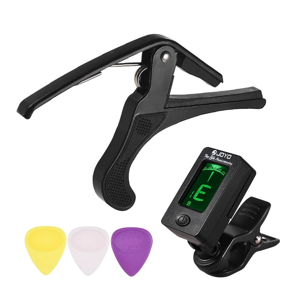 

Guitar Accessories Set with Clip-on Guitar Tuner Guitar Capo 3pcs Guitar Picks Guitarra Tool Kit for Beginners