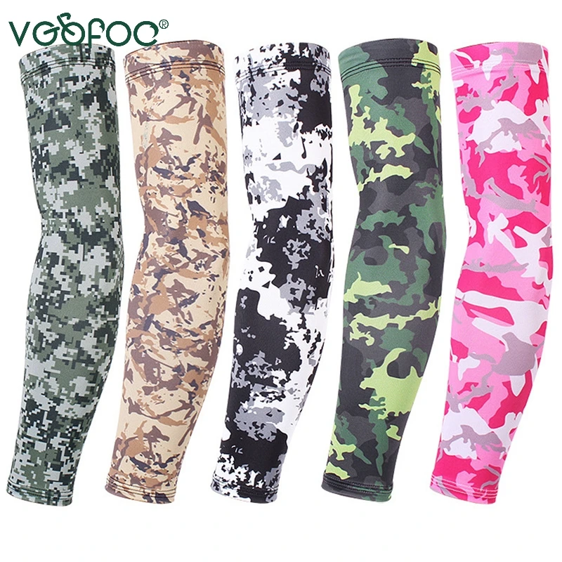 

Ice Silk Cycling Arm Sleeve Elbow Pad Fitness Tactical Camo Basketball Running Bicycle Arm warmers Summer Sports Safety men