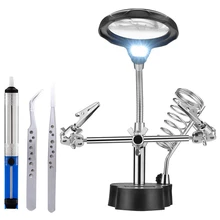 Регулируемый 3,5x 12X ручной паяльник Стенд клип светодиодный светильник увеличительное стекло объектив настольная станция Инструменты для ремонта рабочего стола