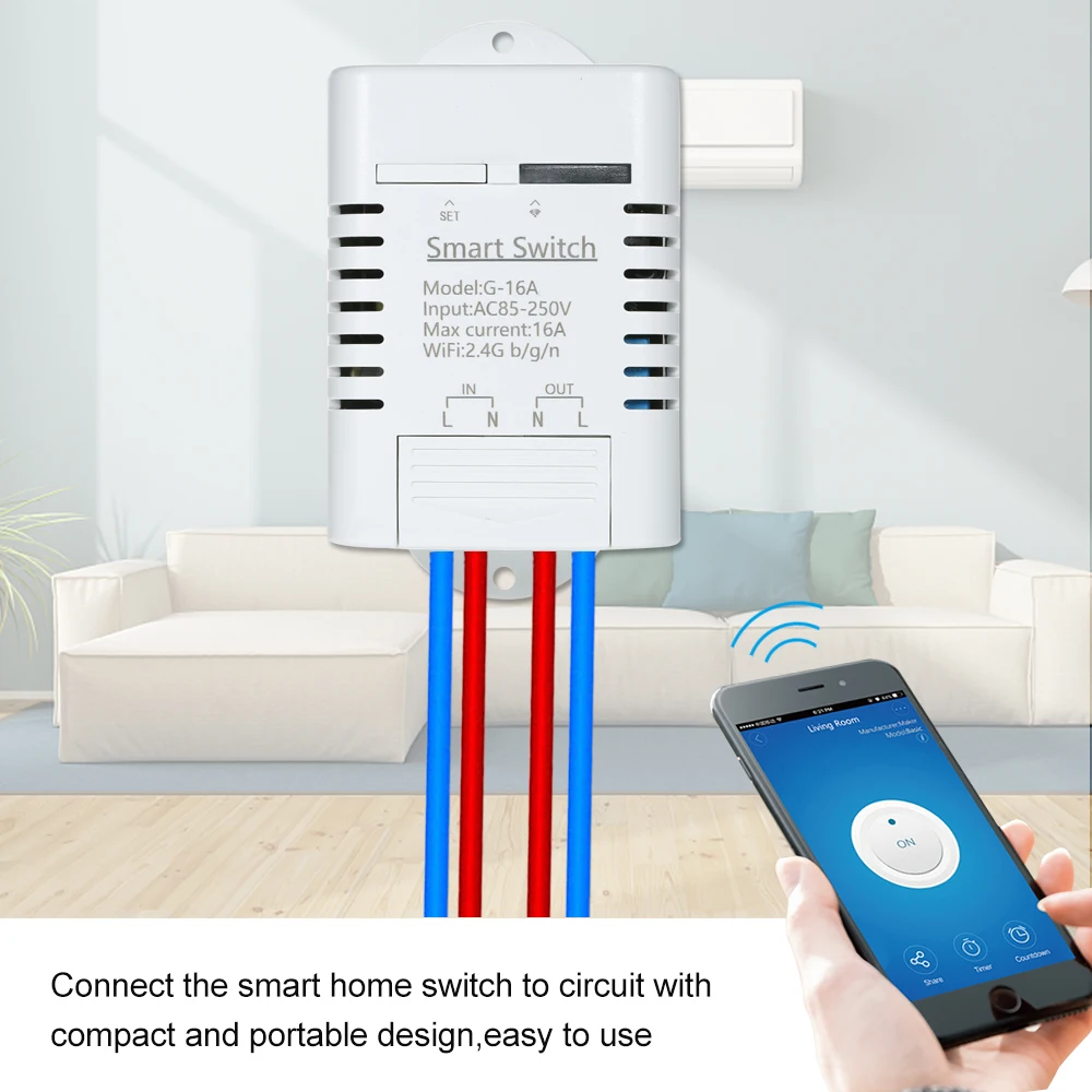 Умный Wifi Switch16A/3500 Вт беспроводной пульт дистанционного управления таймер для