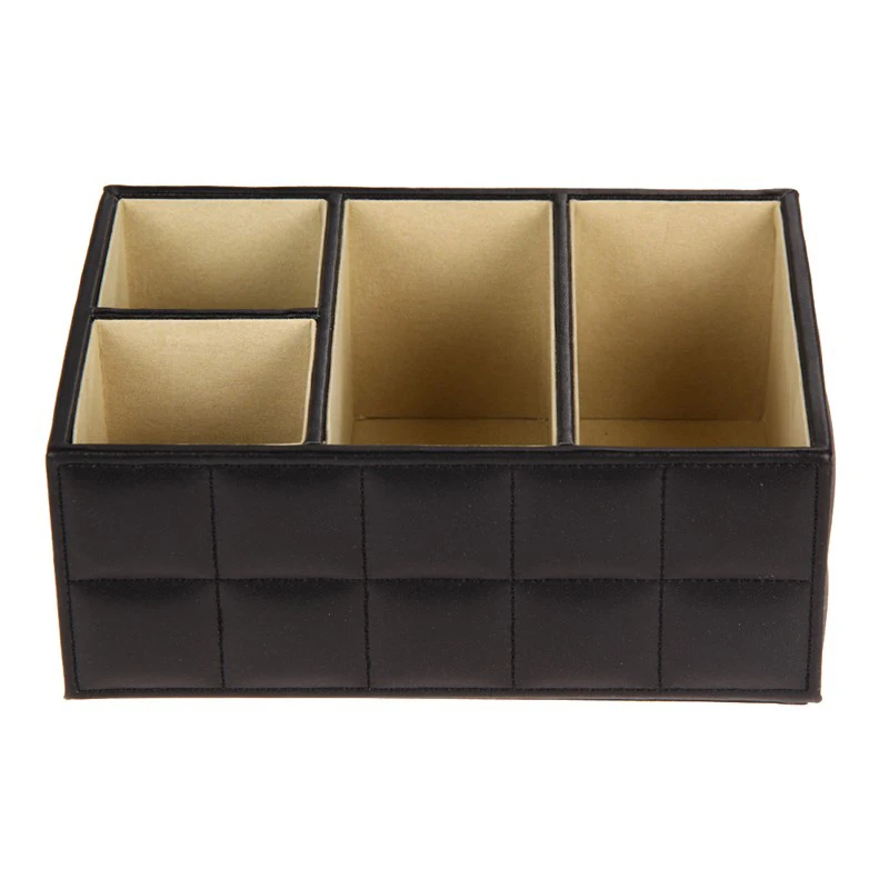 Pu Leather Storage Boxes Luxury For Remote Control Phone Cosmetic Make Up Container Office  Home Car Organizer Black