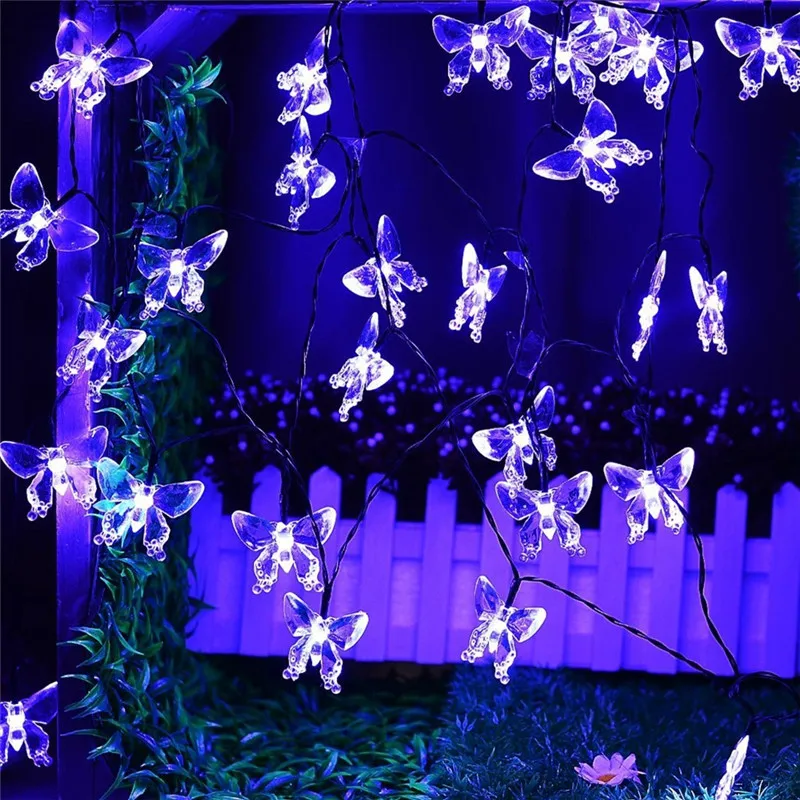 4,5 м гирлянда бабочка светодиодный светильник Фея Солнечной Энергии волоконно-оптическая гирлянда открытый сад вечерние Патио двор уличные украшения