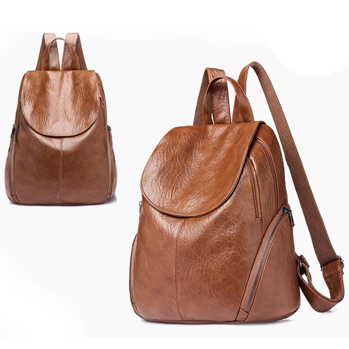 

Fashion New Travel Backpack Korean Women Female Rucksack Leisure Student School Bag Soft PU Leather Women Bag