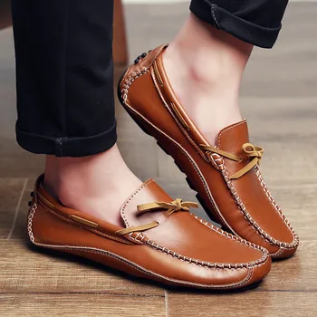 

Moccasins Men Genuine Leather Loafers Handmade Shoes High Quality Spring Non-slip Flats Breathable Soft Casual Driving Shoes