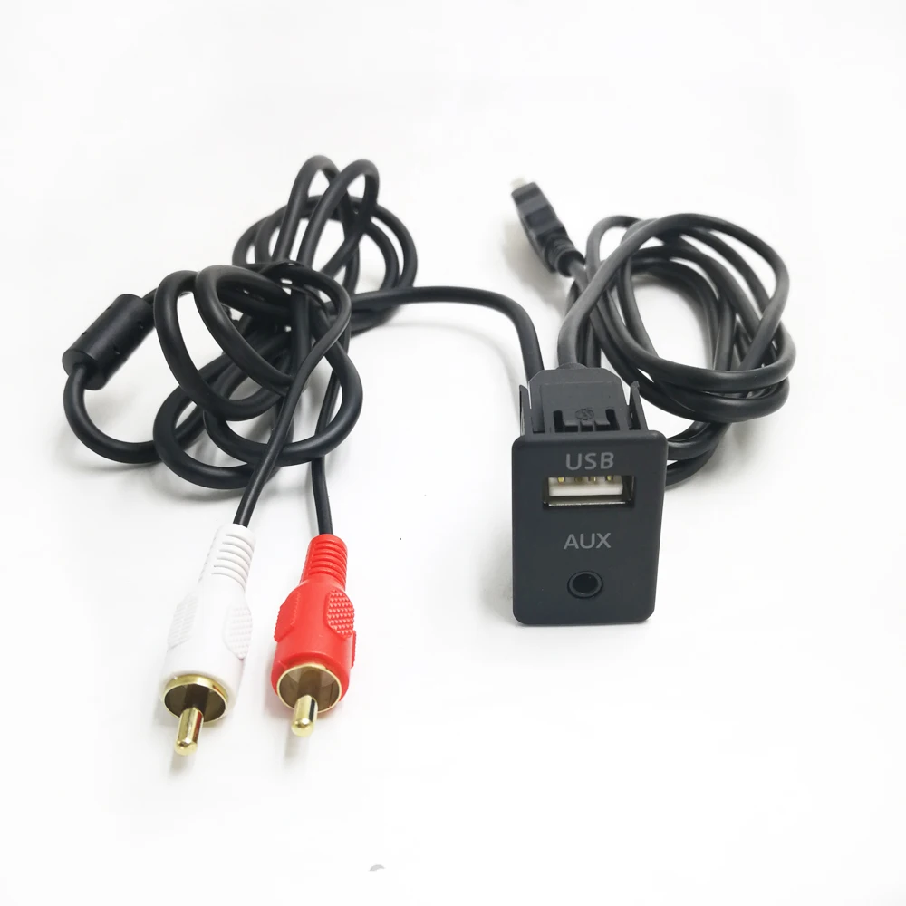 Biurlink Car Stereo RCA USB Interface Extend Cable 2RCA to 3.5mm Jack