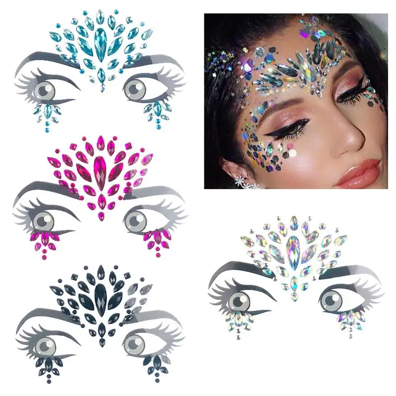 

Music Festival Face Rhinestone Sticker Environmental Protection Resin Eyebrow Forehead Sticker Jewelry Tattoo Sticker