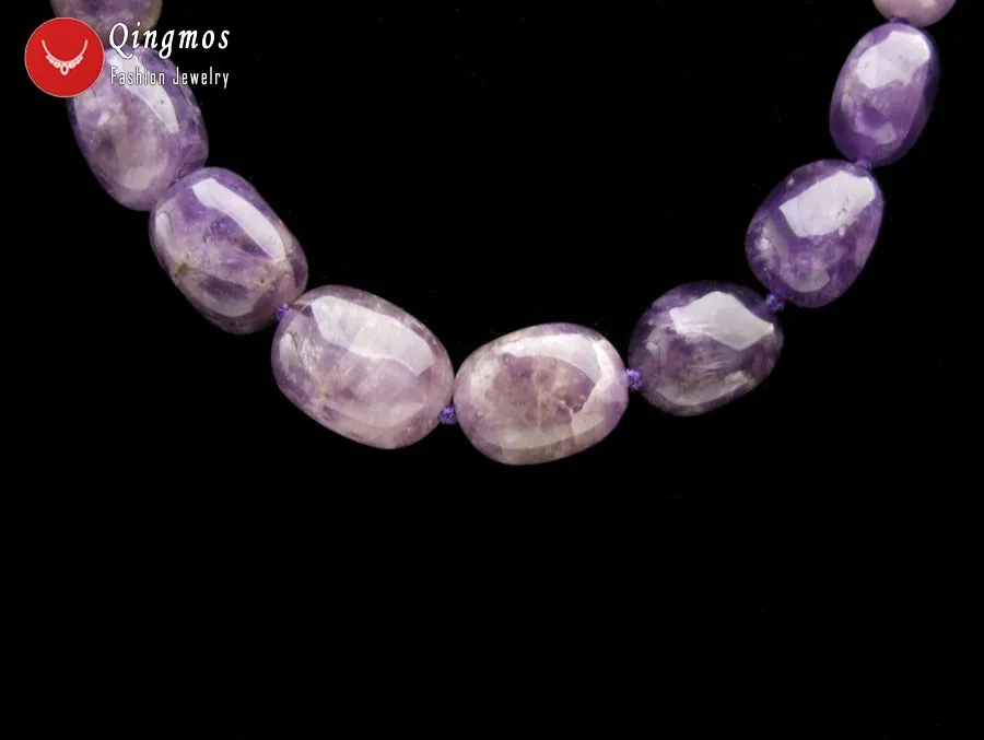 Qingmos Trendy Natural Amethysts Necklace for Women with 8-15mm Baroque Purple Amethysts Chokers Necklace Jewelry 17