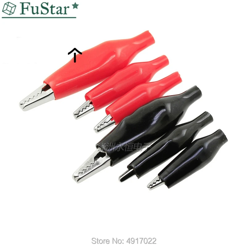 

10pcs/lot 28MM 35MM 45MM Metal Alligator Clip Crocodile Electrical Clamp for Testing Probe Meter Black and Red with Plastic Boot