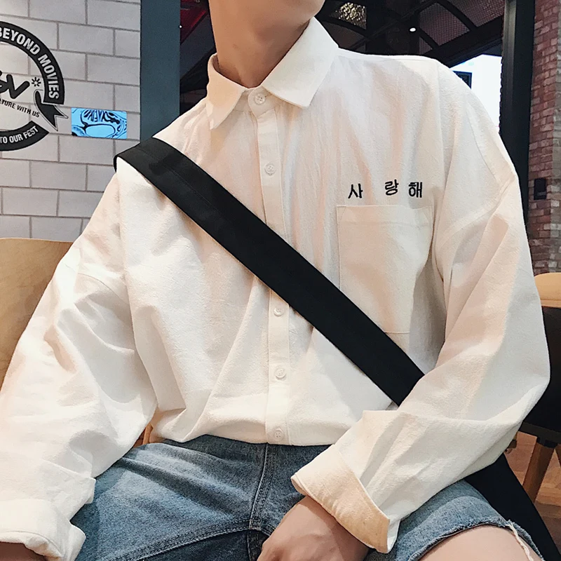 

2019 Summer Cotton New Flower men Shirt Short Sleeve Men's Fashion Youth Campus Personality Literary Streetwear Free Shipping