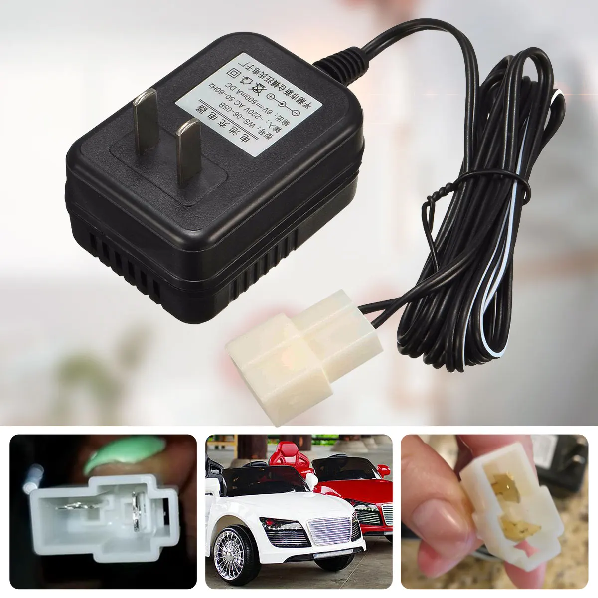 6V 12V Battery Charger Adapter 500mA 1A For Kids Ride On Car ATV Quad Motorcycle