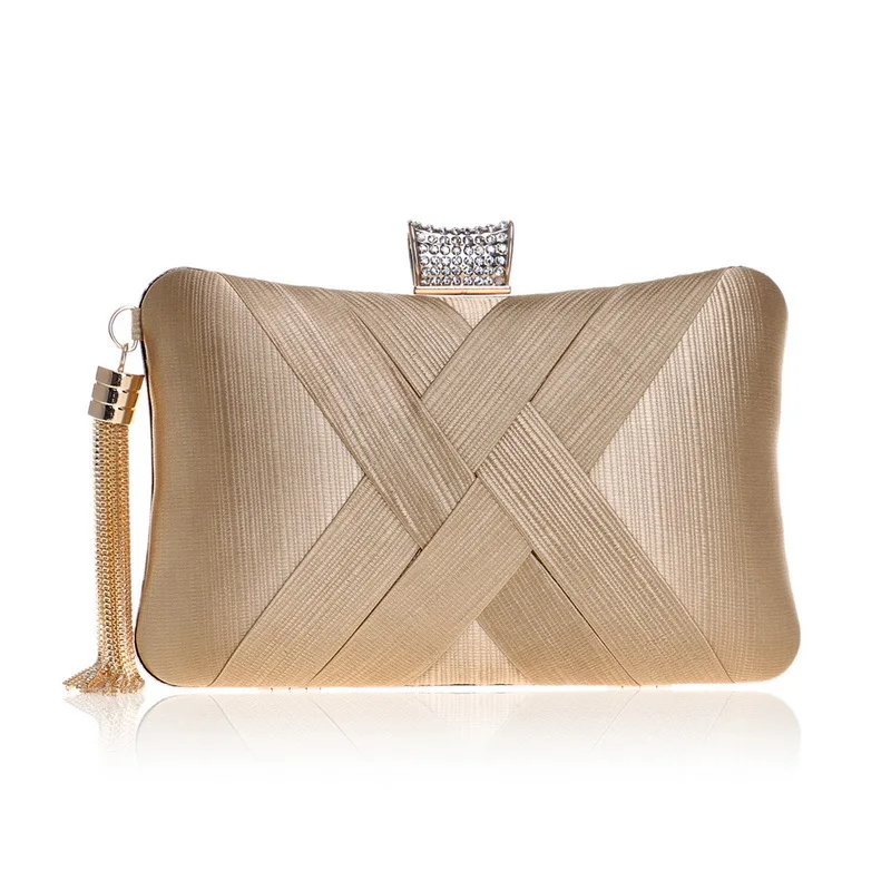 

New Arrival Women Diamonds Evening Bags Tassel Fashion Golden Day Clutches Small Party Wedding Bridal Handbags Purse YM1185