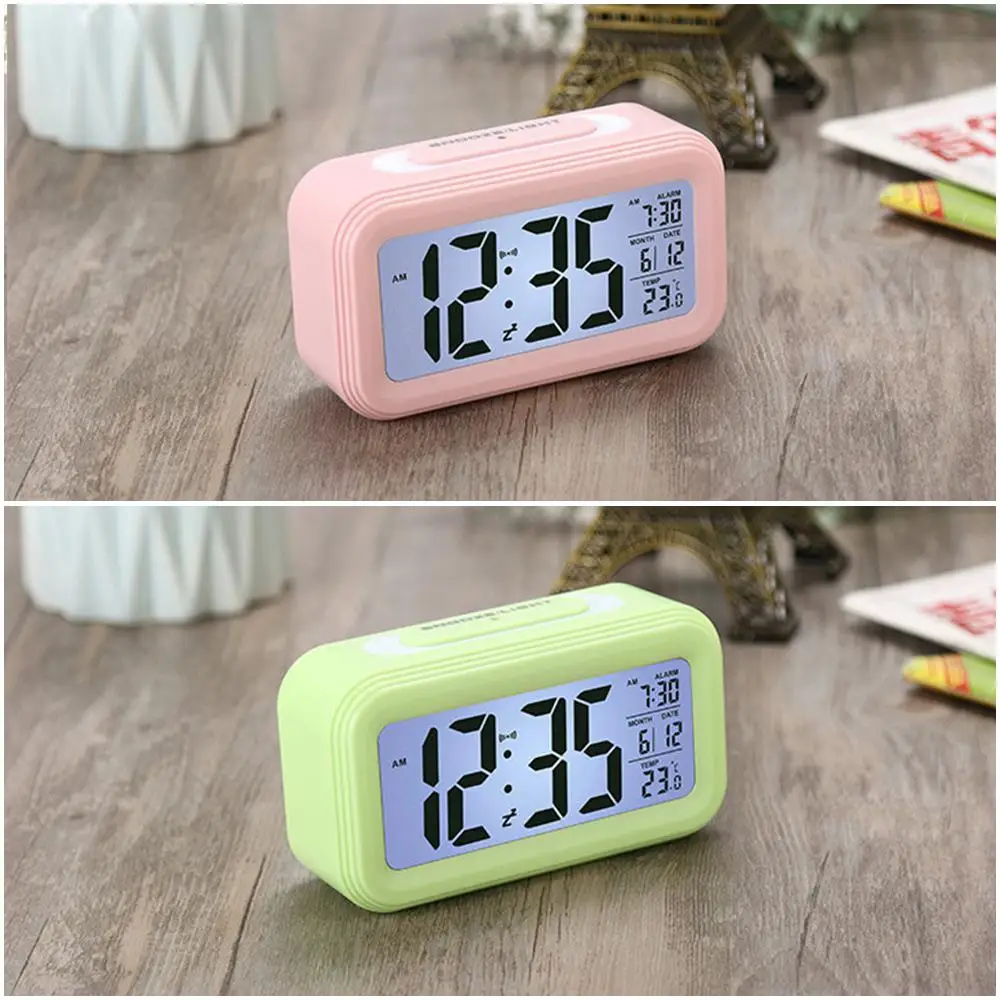 LCD Display Digital Alarm Clock Time Snooze Function Electronic BackLight Sensor Night Light Office Table Student Kids Clock LCD Display Digital Alarm Clock Time Snooze Function Electronic BackLight Sensor Night Light Office Table Student Kids Clock