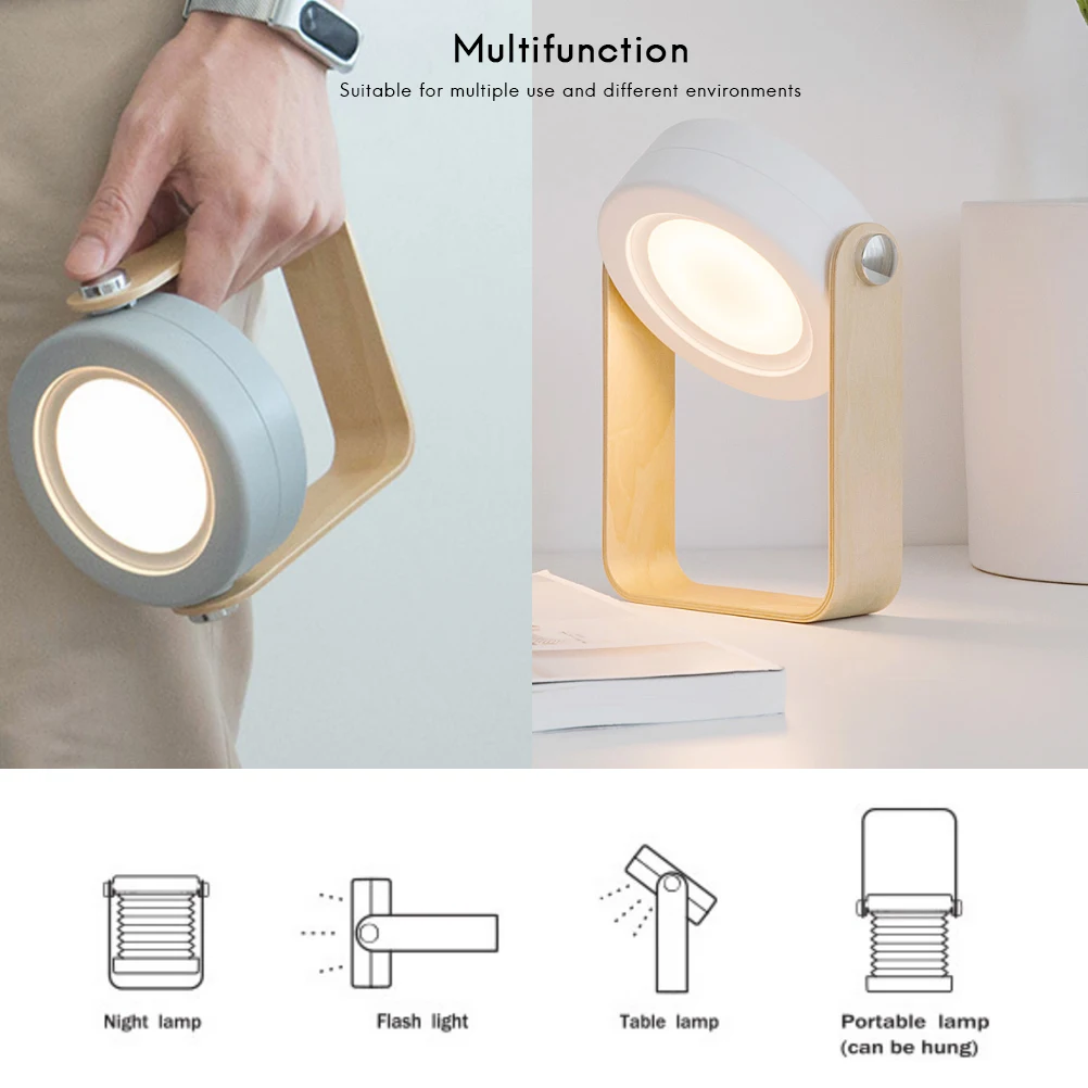 Foldable Lantern Lamp Rechargeable LED Night Light Bedside Lamp for Outdoor Office Home Reading Lamp