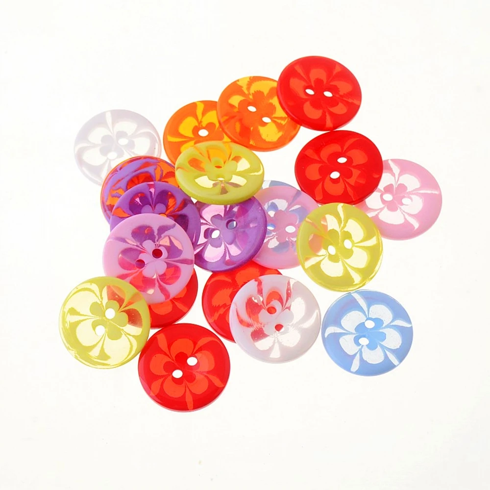 

Mixed Flower Resin Buttons 2 Holes Sewing Scrapbook Cardmaking Craft