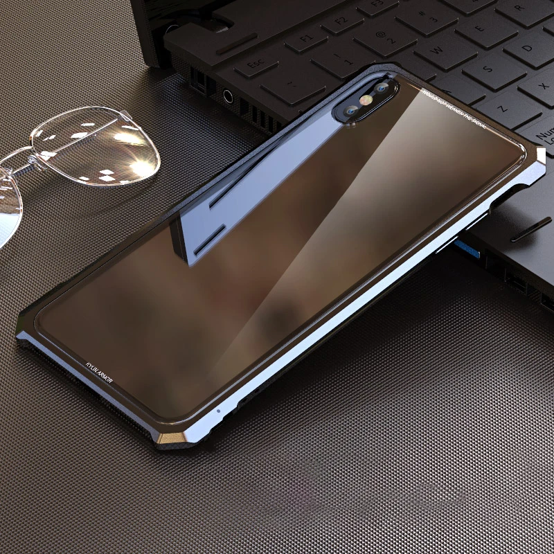 Clear Phone Case For iphone X XR XS Max Luxury Metal Bumper+Tempered Glass Back Case Cover Coque Capa For iPhone 7 8 plus Fundas Clear Phone Case For iphone X XR XS Max Luxury Metal Bumper+Tempered Glass Back Case Cover Coque Capa For iPhone 7 8 plus Fundas