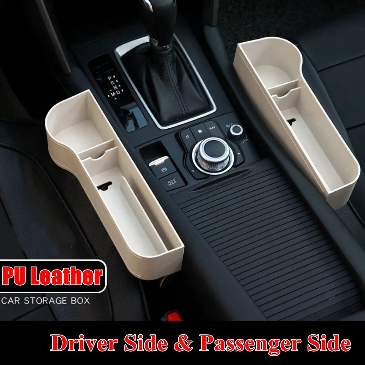  Left/Right Universal Pair Passenger Driver Side Car Seat Gap Storage Box for Pocket Organizer Phone