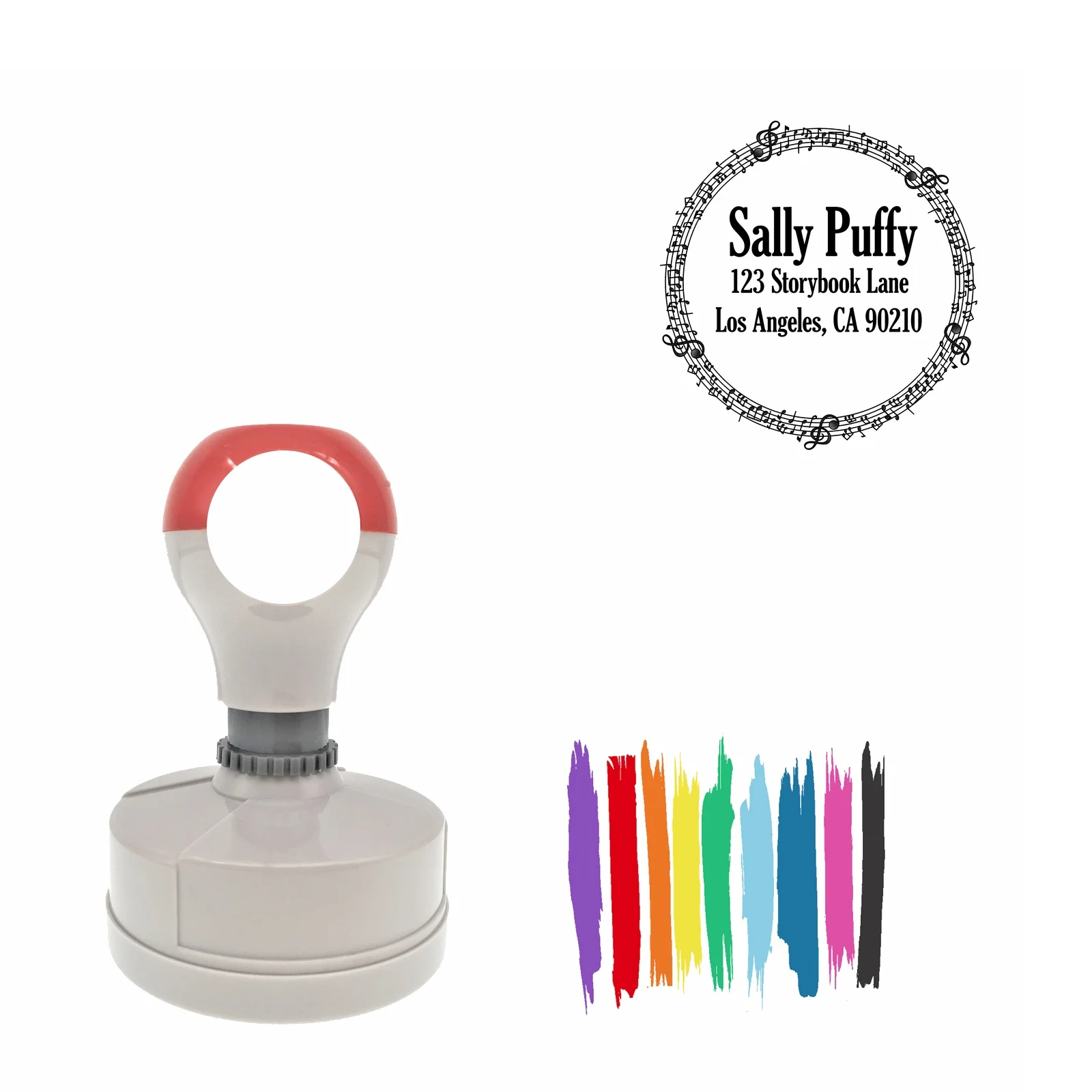 

Bbloop Music Notes Design Round Pre-Inked Laser-Cut Address Stamp