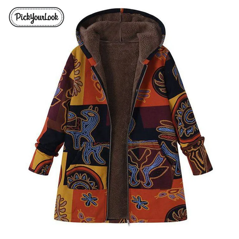 

Pickyourlook Women Hoodies Parkas Plus Size Winter Warm Zipper Female Hooded Coat Jacket Pocket Casual Thickness Lady Outerwear