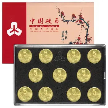 

China Coins Set, 5 Jiao 11 Pcs, 1991-2001, blum blossom, with Box, Circulated, Collectibles, Gift for Child, Real Genuine, Asia